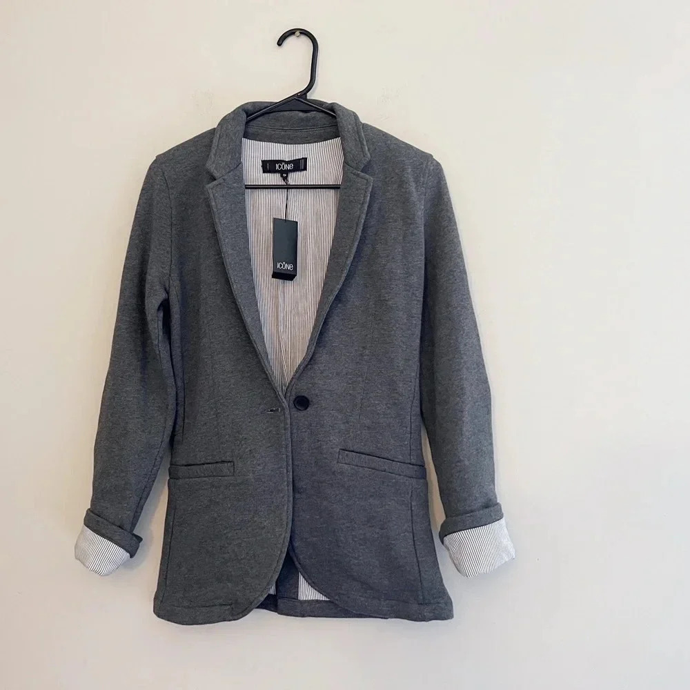 New Icone blazer gray academia teacher office career fall chic classic - Picture 3 of 8